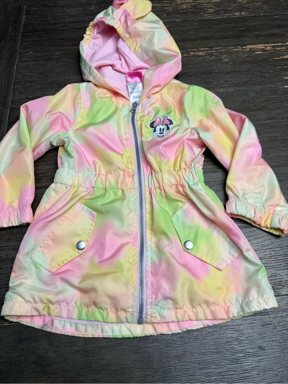 Disney Girls Pink Pastel Rainbow Hooded rain Jacket 3T